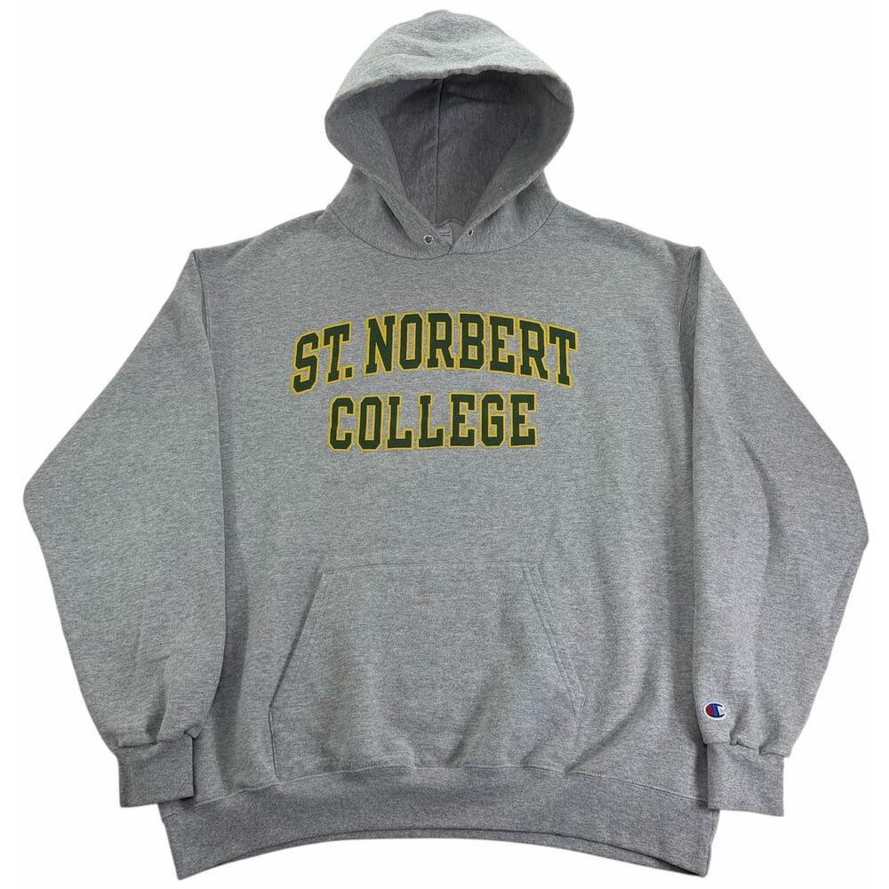 St. Norbert College Green Knights Grey Hoodie Men's XL Champion Sweatshirt